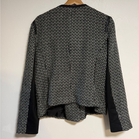Sandro Tweed Moto Jacket Black & White Size L - Picture 3 of 11